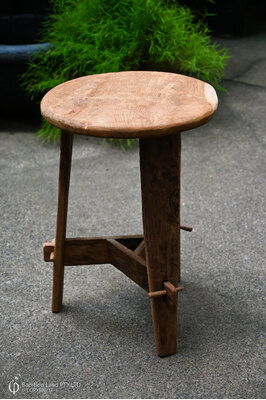 Round teak sidetable - Rustic - 50cm dia. x 70cm high