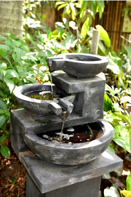 Bowl stack water feature - Concrete - Natural black